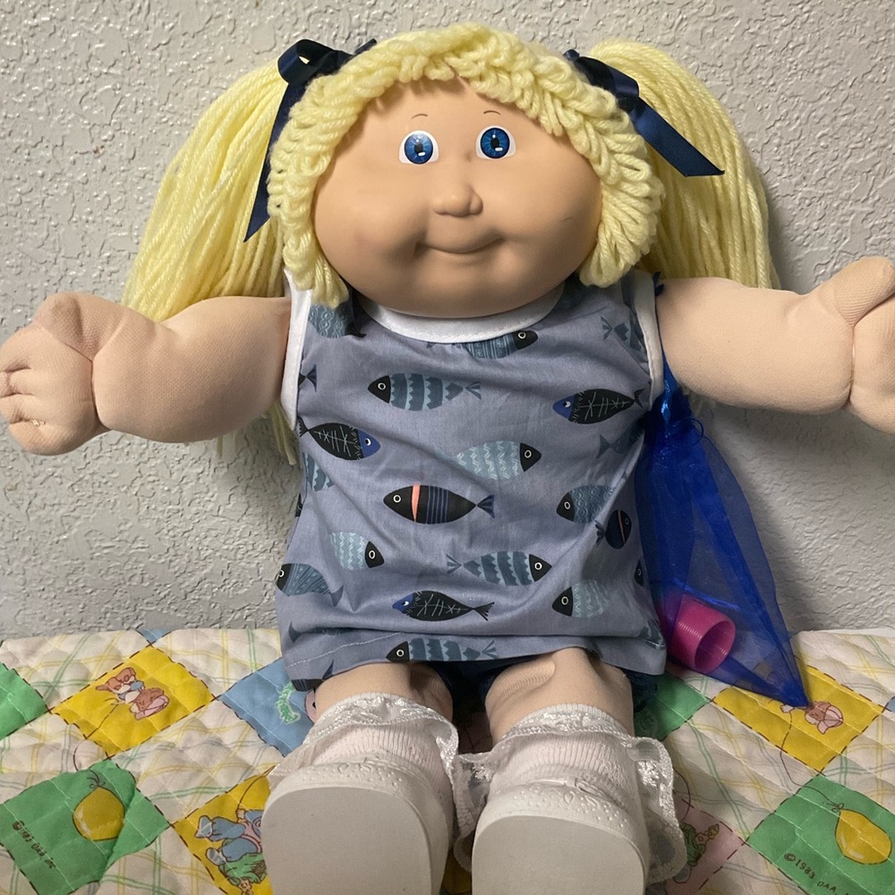 Vintage Cabbage Patch Kid Girl Harder To Find HM#15 Lemon Hair Blue Eyes 1987